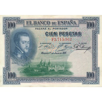 Ispanija. 1925 m. 100 pesetų. VF+