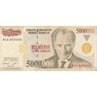 Turkija. 1997 m. 5.000.000 lyrų. VF-