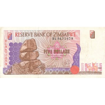 Zimbabvė. 1997 m. 5 doleriai. VF