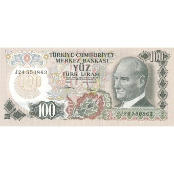 Turkija. 1970 m. 100 lyrų. aUNC
