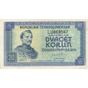 Čekoslovakija. 1945 m. 20 korunų. VF