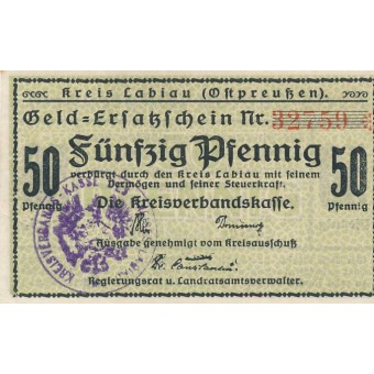 Labguva. 1918-1921 m. 50 pfennigų. 5 skaičiai. aUNC