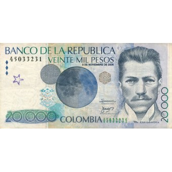 Kolumbija. 2005 m. 20.000 pesų. VF