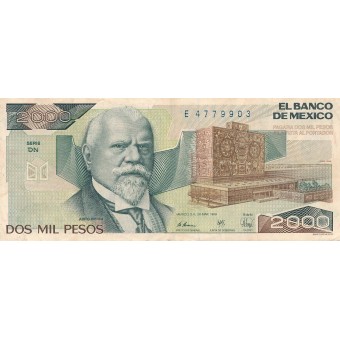 Meksika. 1989 m. 2.000 pesų. VF