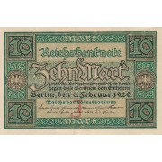 Vokietija. 1920 m. 10 markių. VF