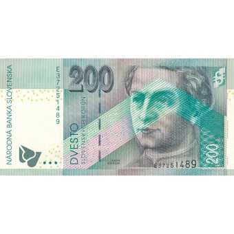 Slovakija. 1999 m. 200 korunų. VF
