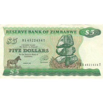 Zimbabvė. 1994 m. 5 doleriai. VF