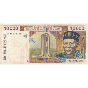 Dramblio Kaulo Krantas. 1995 m. 10.000 frankų. VF-