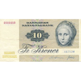 Danija. 1975 m. 10 kronų. VF