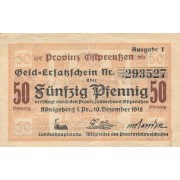 Karaliaučius. 1918 m. 50 pfennigų. Ausgabe I. VF