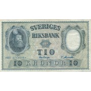 Švedija. 1953 m. 10 kronų. VF