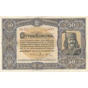 Vengrija. 1920 m. 50 kronų. VF+