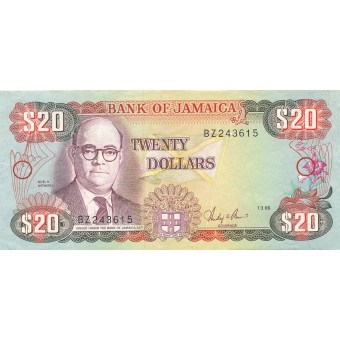 Jamaika. 1986 m. 20 dolerių. VF