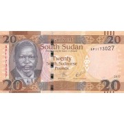 Pietų Sudanas. 2017 m. 20 svarų. P13c. UNC