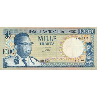 Kongas. 1964 m. 1.000 frankų. VF