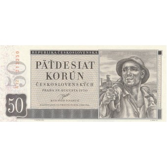 Čekoslovakija. 1950 m. 50 korunų. UNC