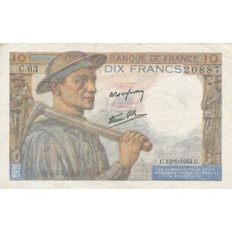 Prancūzija. 1944 m. 10 frankų. VF-