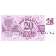 Latvija. 1992 m. 20 rublių. UNC