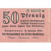 Gumbinė. 1919 m. 50 pfennigų. RETAS. VF