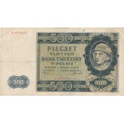 Lenkija. 1940 m. 500 zlotų. F
