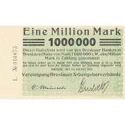 Lenkija / Vroclavas. 1923 m. 1.000.000 markių. XF+