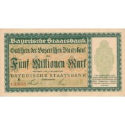 Vokietija / Miunchenas. 1923 m. 5.000.000 markių. XF