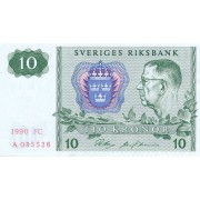 Švedija. 1990 m. 10 kronų. XF+