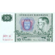 Švedija. 1977 m. 10 kronų. XF+