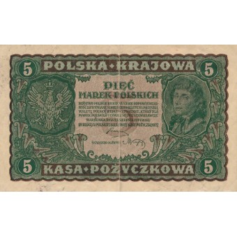 Lenkija. 1919 m. 5 markės. VF-