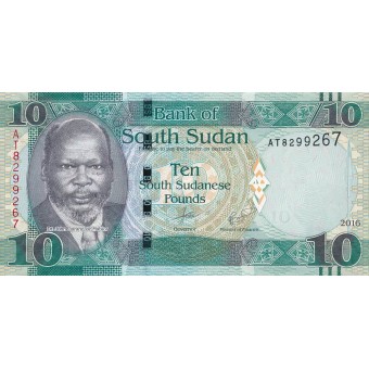 Pietų Sudanas. 2016 m. 10 svarų. P12b. UNC