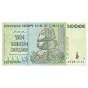 Zimbabvė. 2008 m. 10.000.000.000.000 dolerių. Replacement. UNC