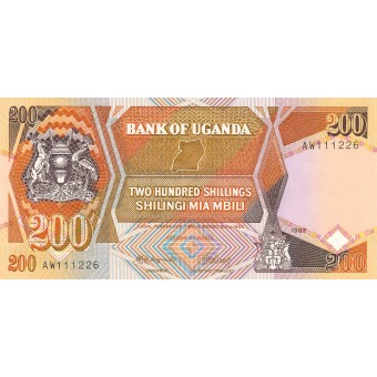 Uganda. 1987 m. 200 šilingų. P32a. UNC