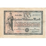 Vokietija / Kelnas. 1923 m. 100.000.000 markių. F