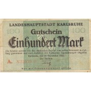 Vokietija / Karlsrūjė. 1922 m. 100 markių. F