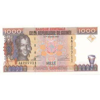 Gvinėja. 1998 m. 1.000 frankų. P37. UNC