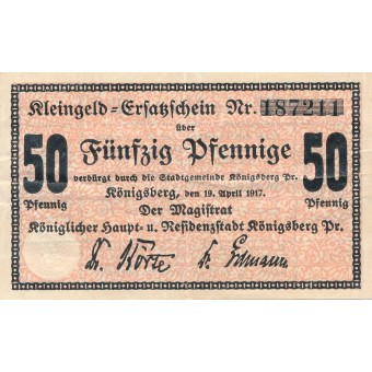 Karaliaučius. 1917 m. 50 pfennig. VF
