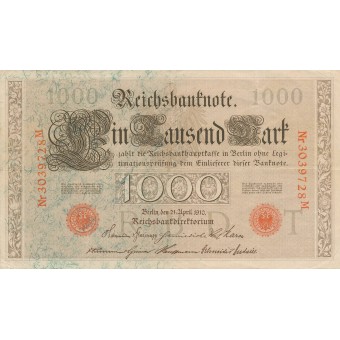Vokietija. 1910 m. 1.000 markių. VF