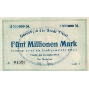 Tilžė. 1923 m. 5.000.000 markių. Serija: A. VF-