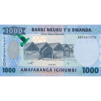 Ruanda. 2015 m. 1.000 frankų. P39. UNC