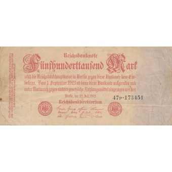 Vokietija. 1923 m. 500.000 markių