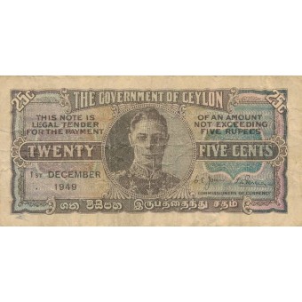 Ceilonas. 1949 m. 25 centai