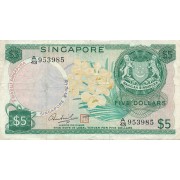 Singapūras. 1967-1972 m. 5 doleriai. P2c. VF