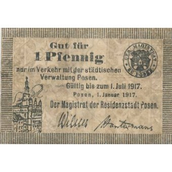 Poznanė. 1917 m. 1 pfennigas