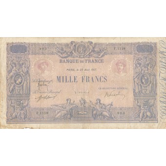Prancūzija. 1917 m. 1.000 frankų. RETAS
