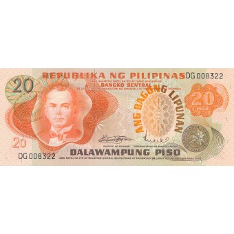Filipinai. 1970 m. 20 pesų. P155. UNC