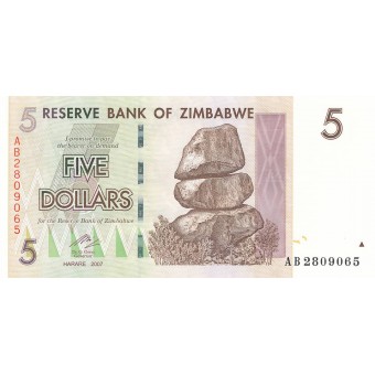 Zimbabvė. 2007 m. 5 doleriai. P66. UNC