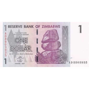 Zimbabvė. 2007 m. 1 doleris. P65. UNC