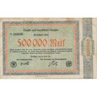Vokietija / Achenas. 1923 m. 500.000 markių