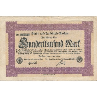 Vokietija / Achenas. 1923 m. 100.000 markių