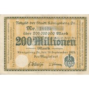 Karaliaučius. 1923 m. 200.000.000 markių. 5 skaičiai. VF-